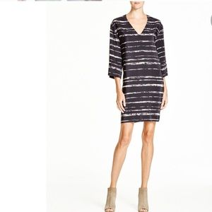 Vince black and white shadow stripe dress